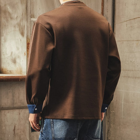 Trad Color Block Pocket Long Sleeve T-shirt P1845